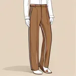 loose-fitting brown pants with beige hem image